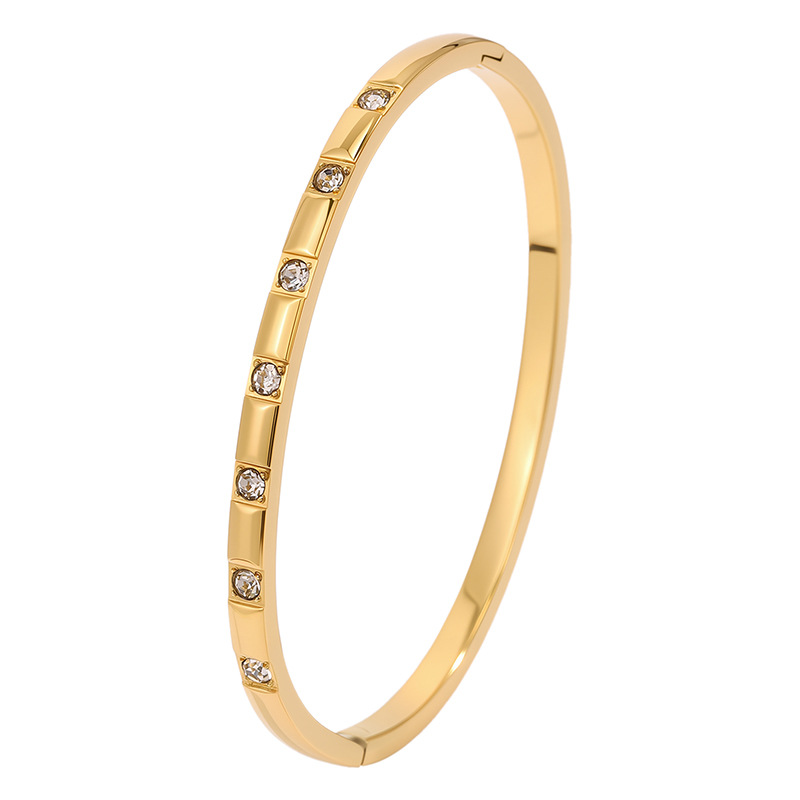 Pulsera de acero de titanio para mujer, sentido de alta gama, pulsera retro europea y americana que no se desvanece, oro de arena, apertura, circón, joyería de pulsera de acero inoxidable image 14