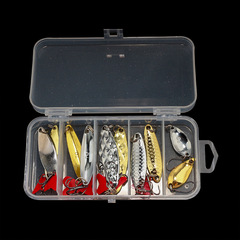 Lure fishing bait pineapple willow leaf spinner set of 10 pieces/box with five compartments, wholesale factory supplier for bass and lure bait box