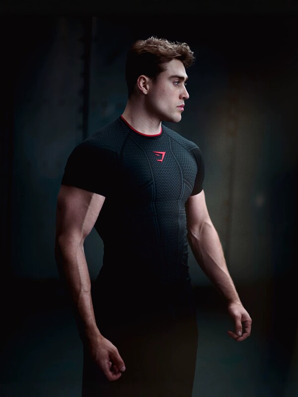/ONYX V1 Men's T-shirt for sports and fitness, elastic round-neck short-sleeve tight top, training wear /ONYX V1 Men's T-shirt for sports and fitness, elastic round-neck short-sleeve tight top, training wear