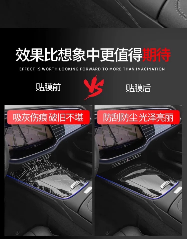 Suitable for 25 Mercedes-Benz E-Class interior protection films, upgraded TPU high-definition film, high-temperature resistant, scratch-resistant, transparent decorative parts