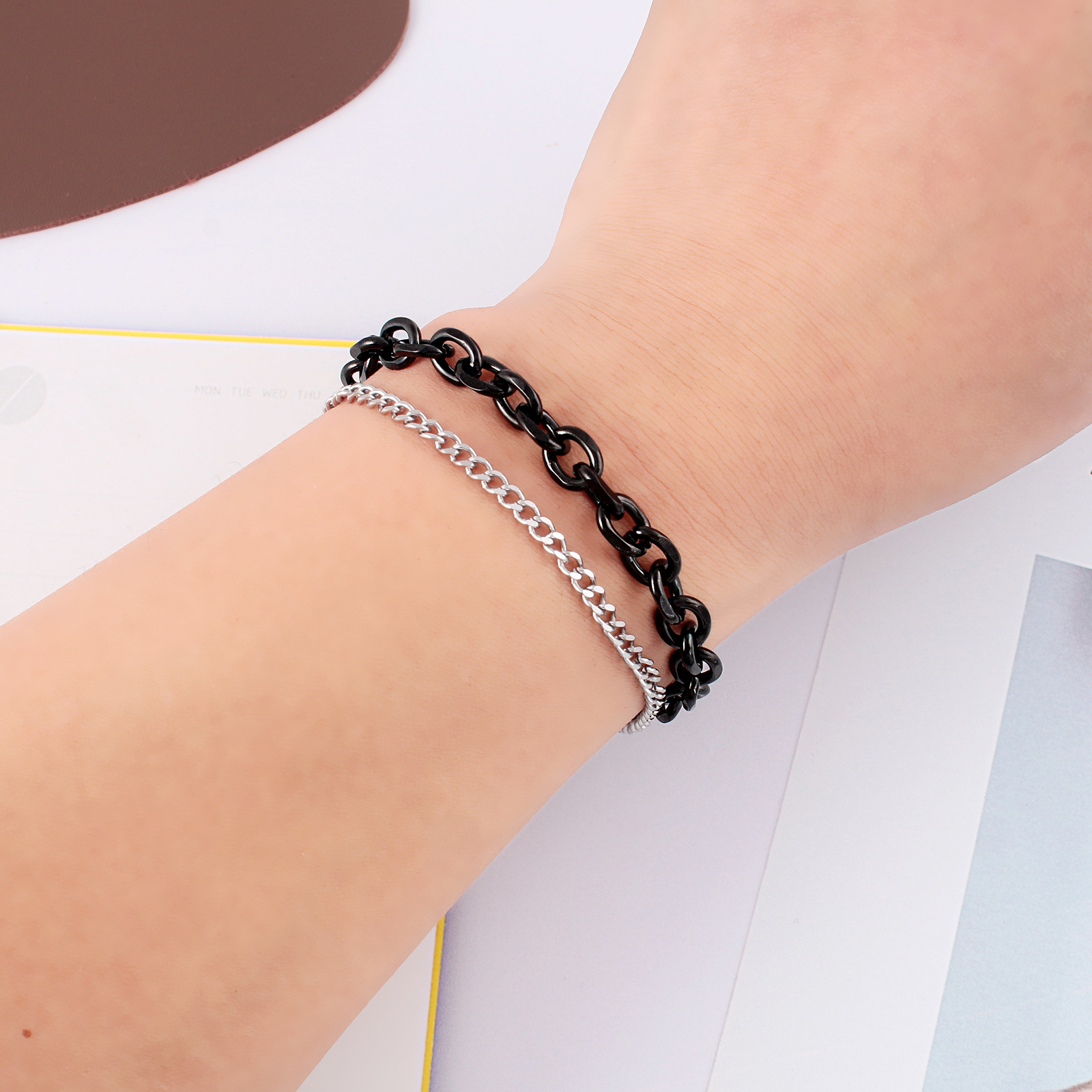Fashion Round Stainless Steel Bracelets 1 Piece