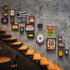 高分子3264復古工業風LED燈帶樓梯照片牆組合相框發光裝飾畫框架