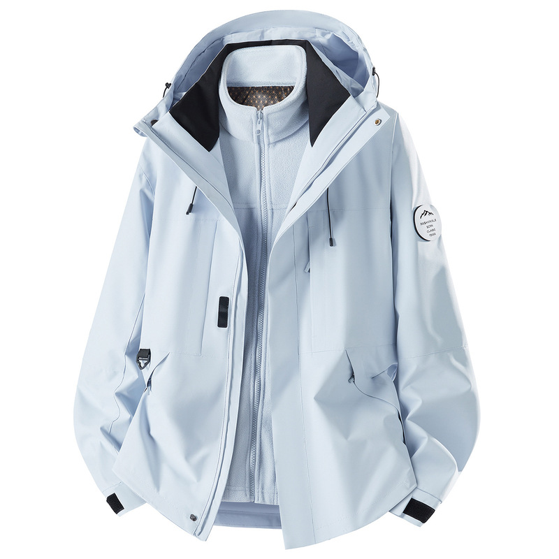 Blue Jacket Trendy Versatile Coat for Women 2025 New Spring Autumn Winter Outdoor Couple Three-In-One Hiking Jacket for Men