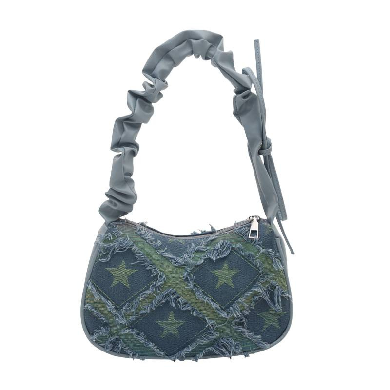 Damen Schultertasche Aus Denim Mit Farbverlauf Und Sternen_voghion.com