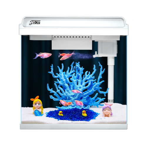 Living room aquarium, small ultra-white glass fish tank, ecological desktop landscaping tank, cabin log drop shipping