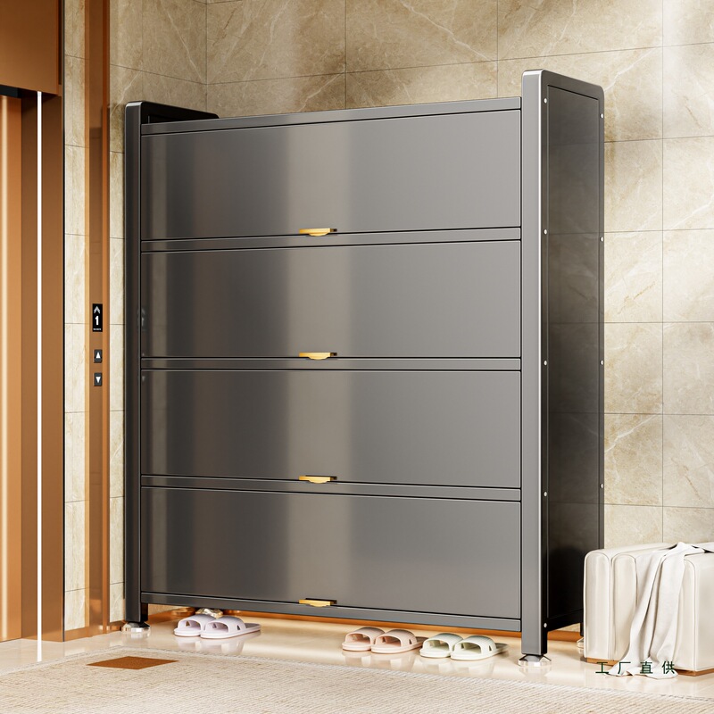 Steel Shoe Cabinet for Home Entrance, Floor-Standing Multi-Layer Entryway, Large Capacity 2025 Popular Dustproof Storage Shoe Rack