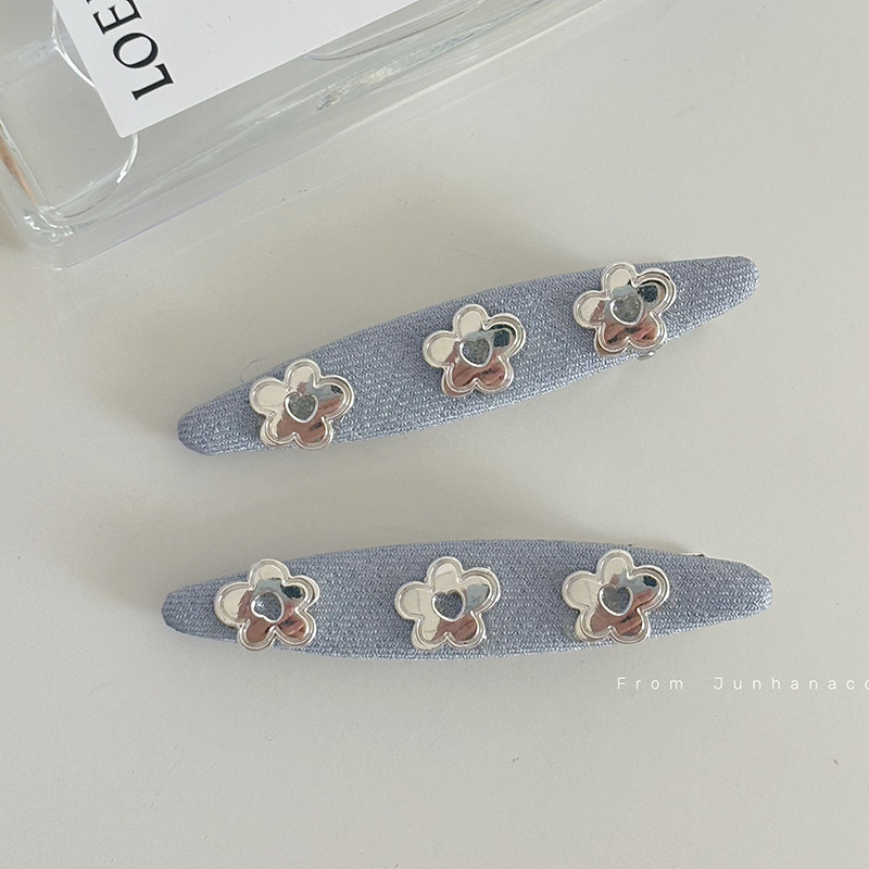 design mirror flower denim blue barrettes word clip special-interest artistic elegant bang clip new side clip hair