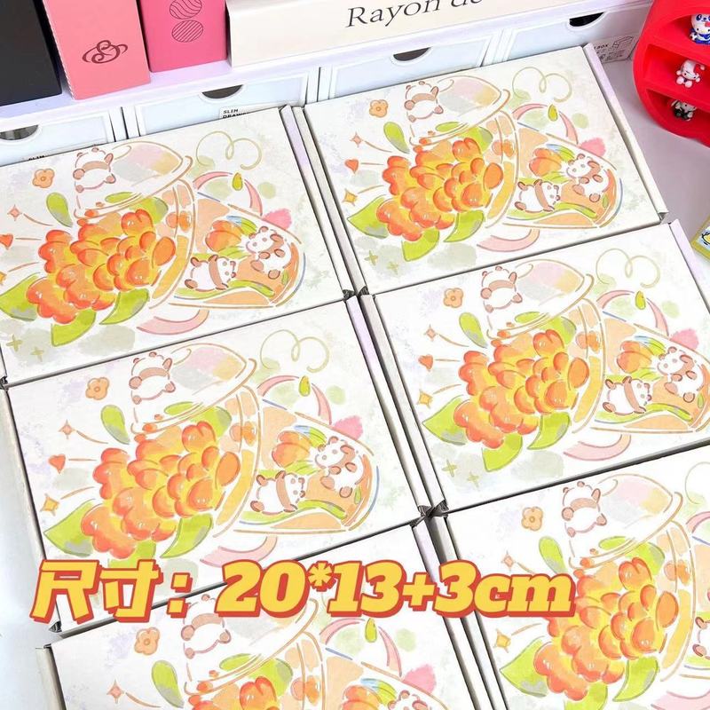 花的熊猫飞机盒卡通可爱快递礼品盒包装出卡打包材料手工发货批发|undefined