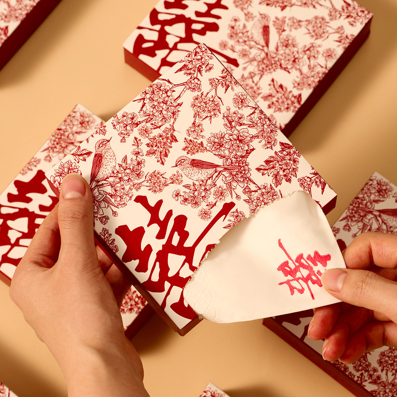 Wedding Paper Towels, Special Napkins for Happy Events, Wedding Engagement Banquets, Full Box of Red Paper Towels, Wedding Supplies