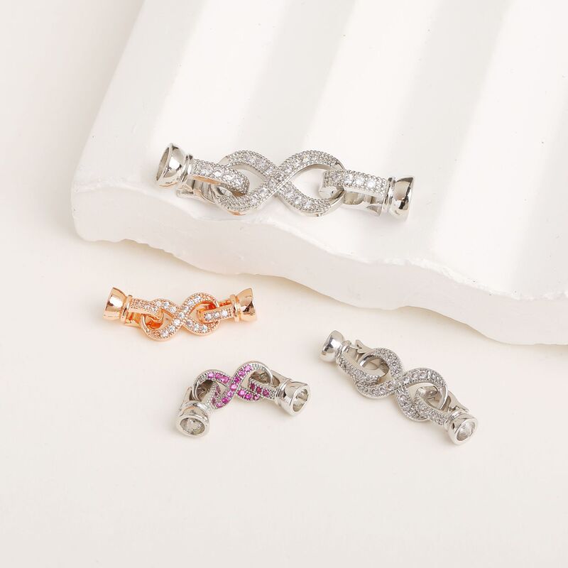 14K Color Preservation Inlaid Zircon Size 8-word Necklace Bracelet Pearl Double Button Head Link Button Head DIY Jewelry Accessories