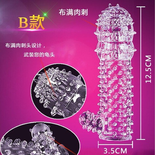 Transparent silicone wolf tooth penis condom for men, time-lapse crystal JJb condom, ultra-thin adult products, male fun couple