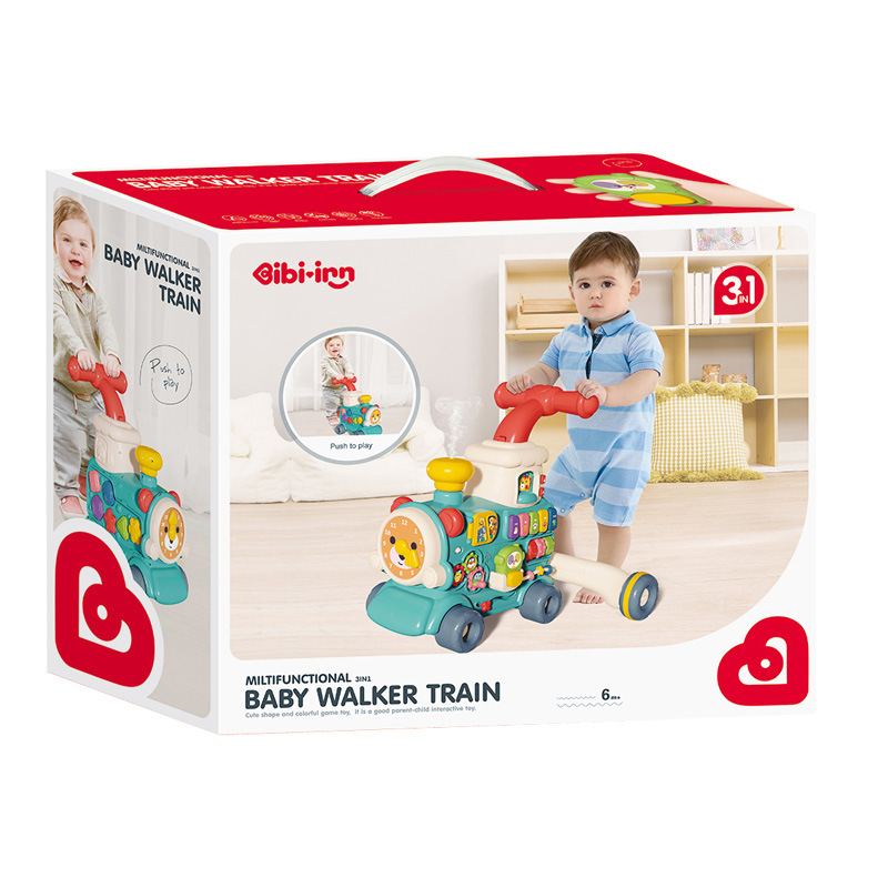 Nuevos productos transfronterizos juguetes de caminantes infantiles multifuncionales tren pequeño carro de mano juguetes recién nacidos para aprender a caminar