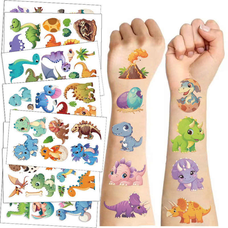 Children's Cartoon Dinosaur Tattoo Sticker Waterproof Cute Personality Tyrannosaurus Rex Tattoo Sticker Animal Party Tattoo Sticker