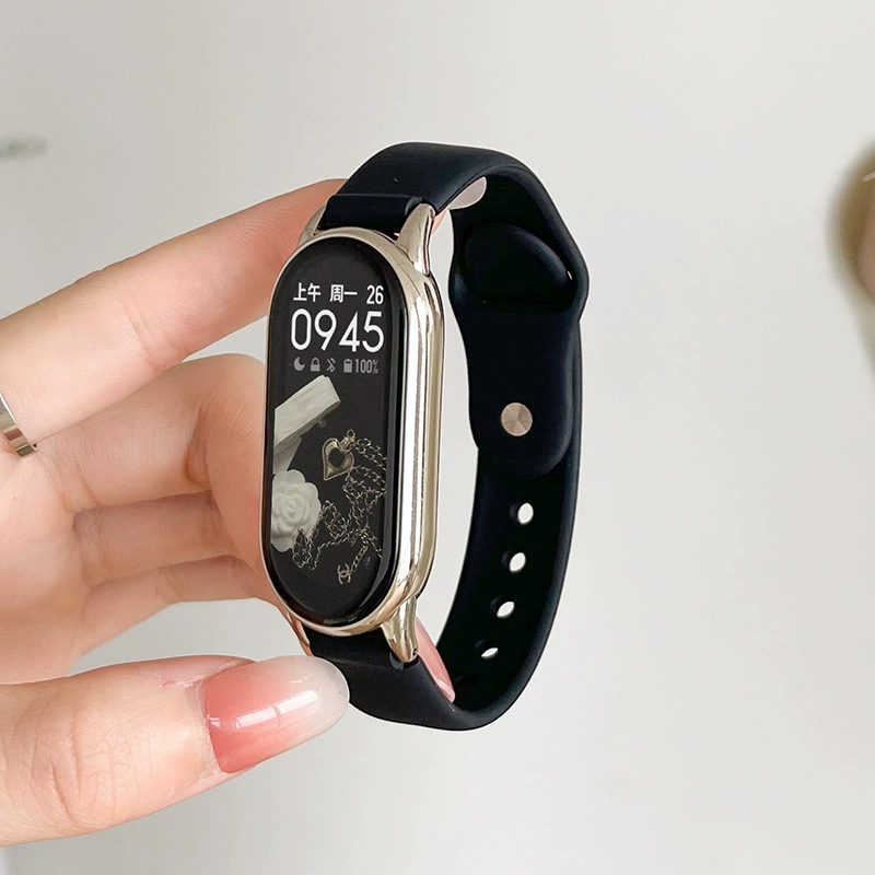 Ремешок для часов (Xiaomi Mi Band 10/9/8/7/6/5/4/3) силиконовая замена, дышащий, совместим с NFC
