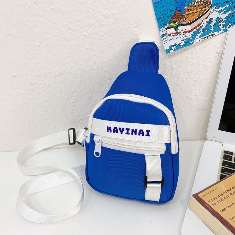 Bolso de pecho para niños y niñas de color de contraste de moda coreana, deportes de ocio, letras de estilo occidental, bolso de mensajero para niños, nuevo bolso para niños