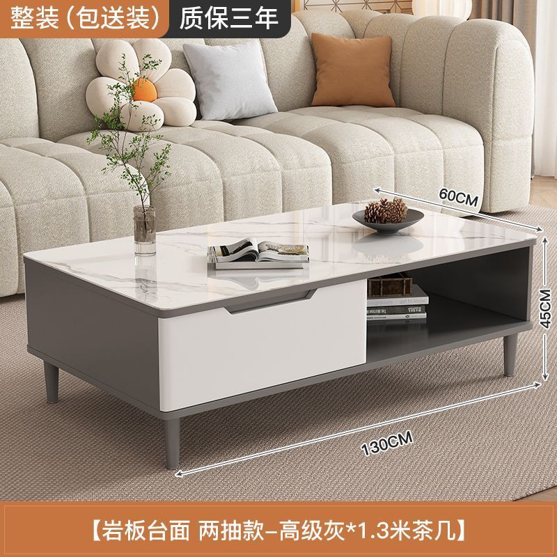 /[집으로 배송 v 인기 추천]/2단 서랍 1.3m 커피 테이블 - 그레이 [두꺼운 슬레이트]