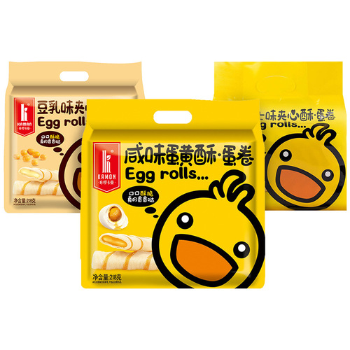 Karoka Mani filled crepe 218g salted egg durian cream roll web star snack leisure filling biscuit wholesale