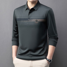 2025冬季长袖T恤男士翻领POLO中年爸爸装加绒加厚休闲上衣打底衫