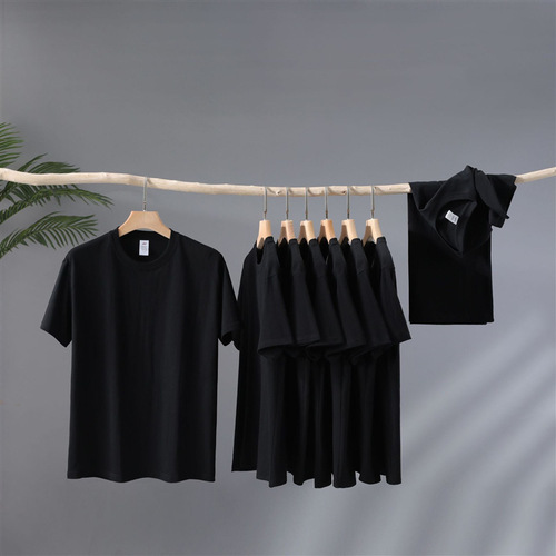 180g Japanese Heavyweight Trendy Brand Short Sleeve T-shirt for Men and Women Loose Round Neck Solid Color Base Shirt Top Short T-shirt