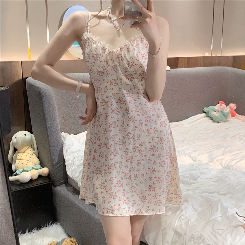 Real Shot and Real Price 2022 Floral Palace Style Suspender Nightgown for Women Summer Sexy Pure Lust Style Thin Pajamas Lazy Style Real Shot and Real Price 2022 Floral Palace Style Suspender Nightgown for Women Summer Sexy Pure Lust Style Thin Pajamas Lazy Style