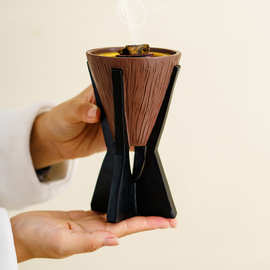 跨境爆品树脂倒圆锥木纹香炉中东阿拉伯节日香器香薰炉塔香檀香炉