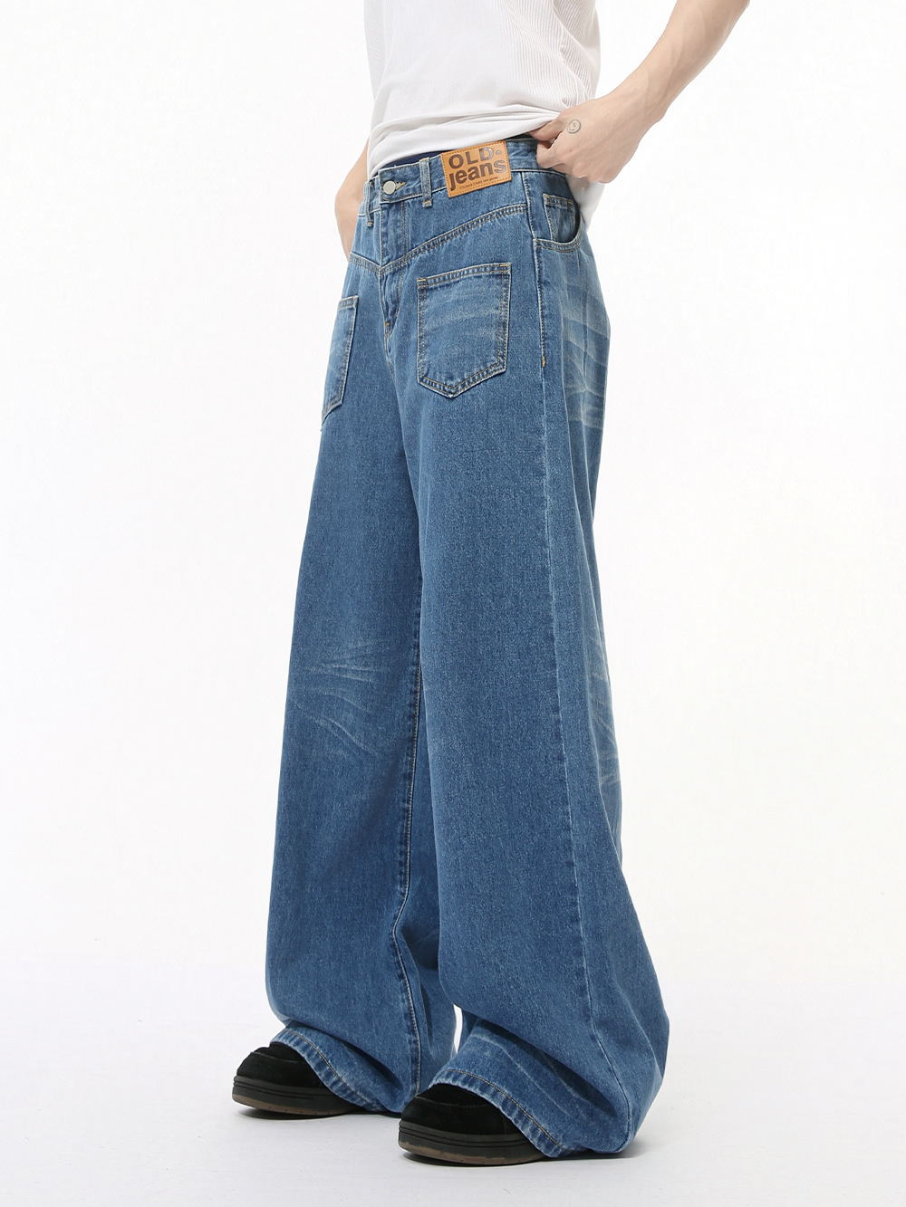 MTLCLOTHES Ropa de hombre | Nuevos productos de otoño, jeans rectos drapeados con diseño de bolsillo inverso personalizado de nicho