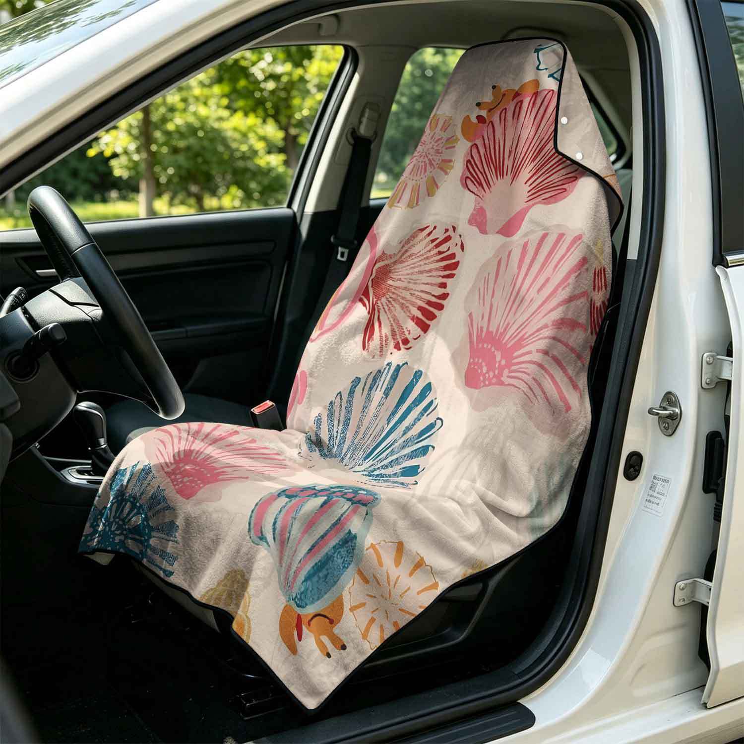 Printed bath towel and car seat cover 2-in-1, ultra-fine fiber outdoor beach and car dual-use universal seat cushion