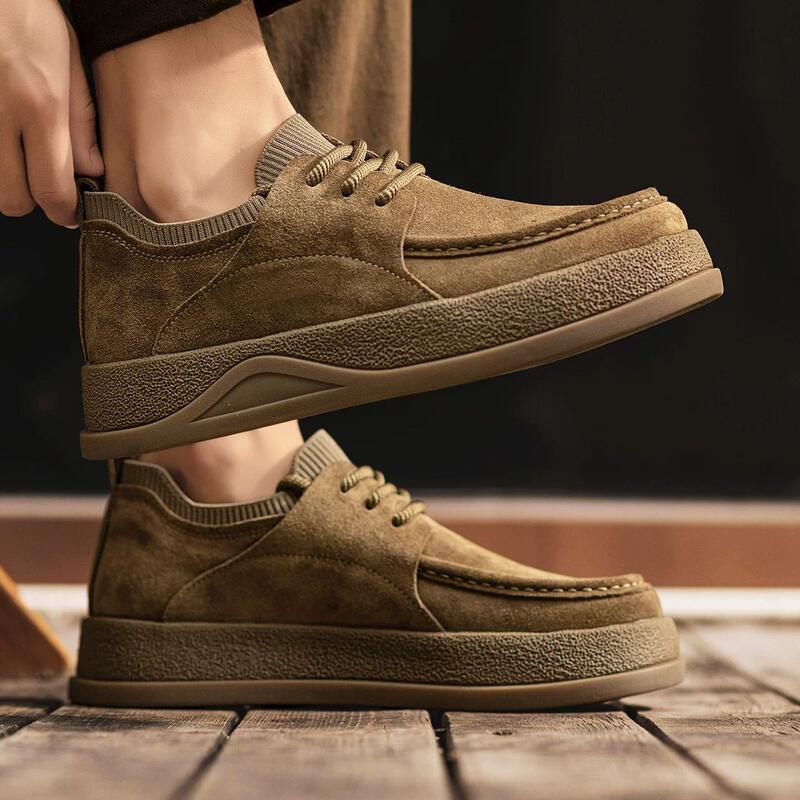 Men's Shoes 2026 New Spring Casual Thick-Soled Trendy Versatile Men's Winter Sports Retro Work Loafers Trendy Shoes