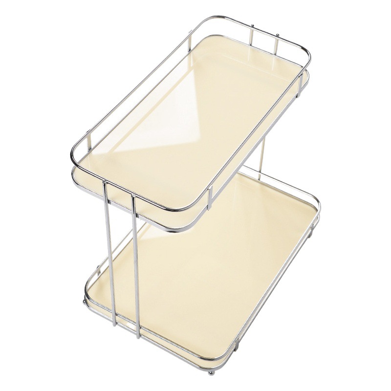 Engrosado acrílico de doble capa de almacenamiento de escritorio estante juego de té de la cocina portavasos cosméticos baño multi-capa de almacenamiento de rack