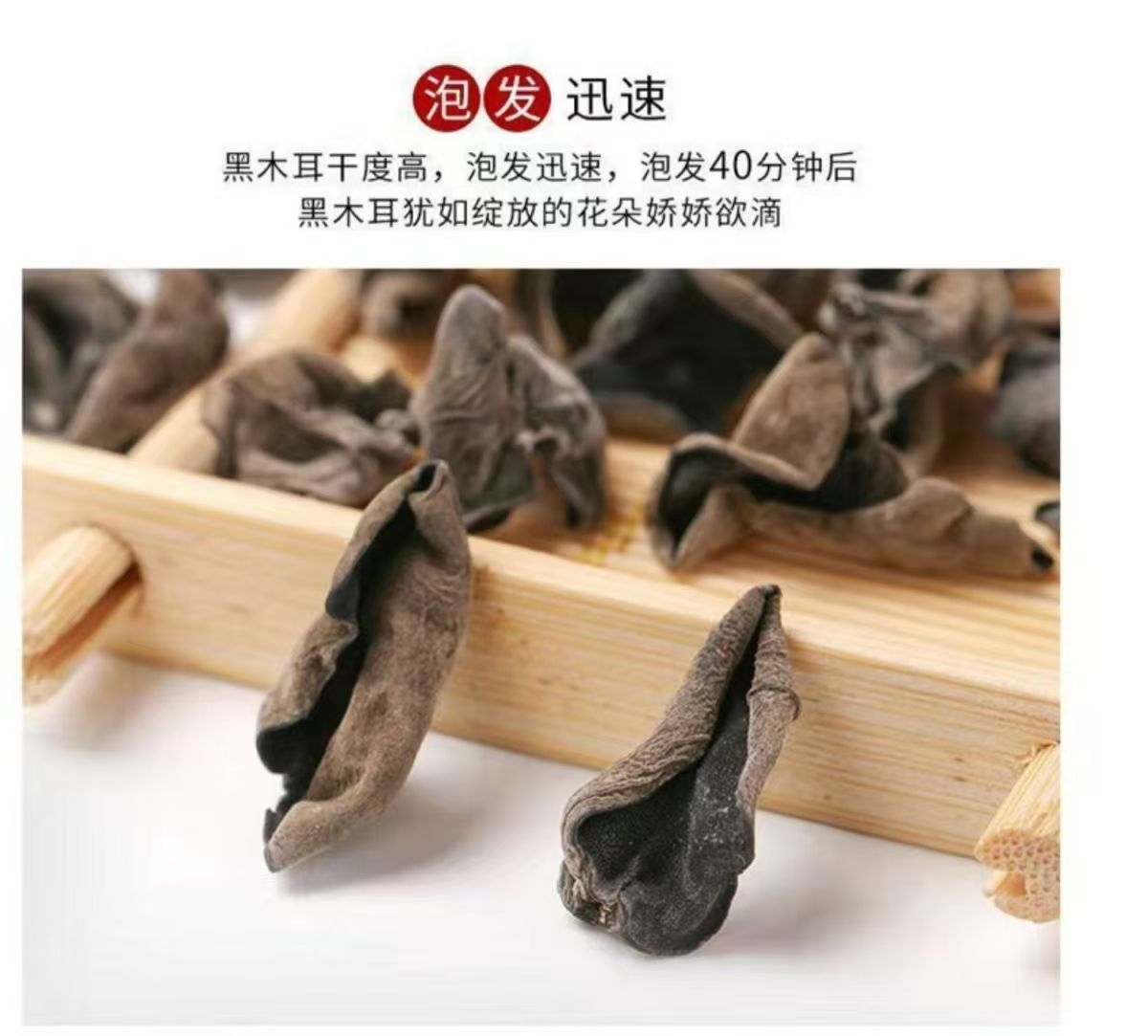 Dried Black Fungus Wood Ear Mushroom Hei Mu Er Auricularia auricula Thick Meaty Slices 500g for Home Cooking in use
