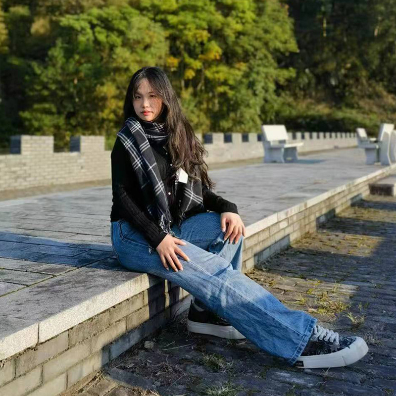 가을 겨울 모조 캐시미어 스카프 체크 수술 숄 가벼운 사치풍 보온 백합 학