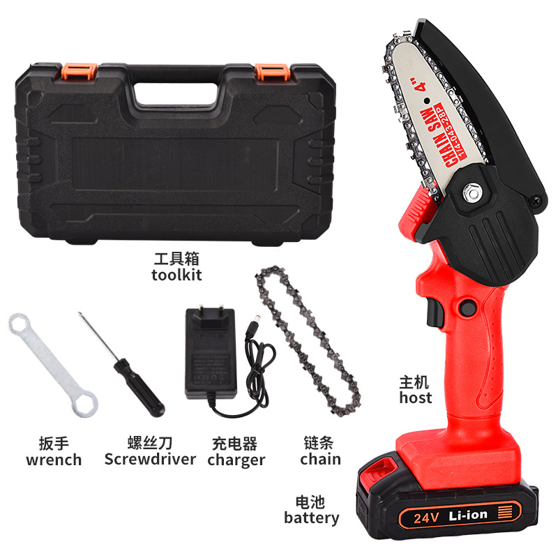 Mini sierra de cadena eléctrica recargable pequeña sierra eléctrica para trabajar la madera sierra eléctrica de una sola mano sierra de mano de una sola mano Sierra de poda eléctrica de litio