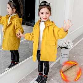 包邮女童风衣2021新款韩版秋装时尚女孩大童夹棉加厚洋气儿童上衣