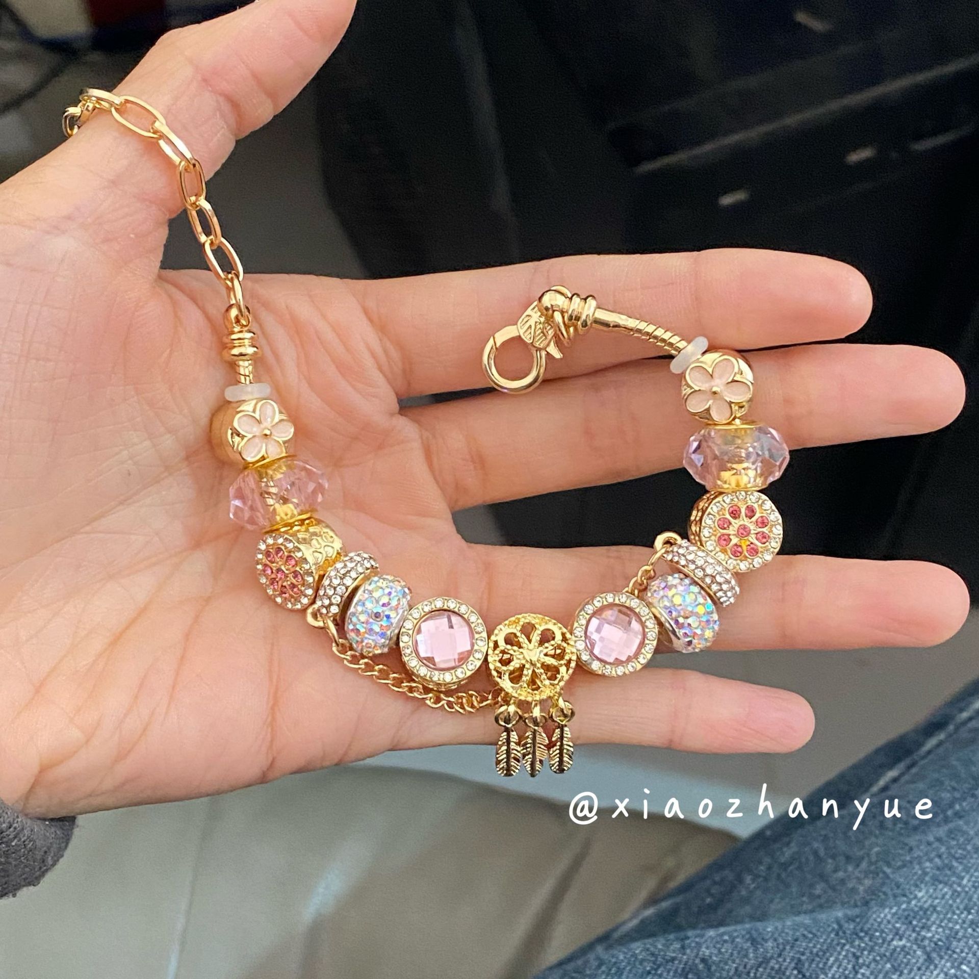 Luxurious Adjustable Diamond Dreamcatcher Beaded Bracelet_voghion.com