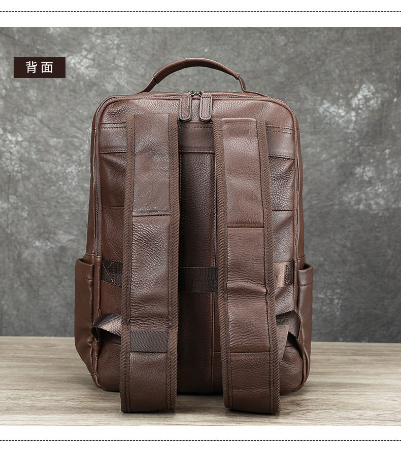 Ba lô nam da bò thật Marunte đựng máy tính 15 inch, 31×17×41 cm — Cà phê đen, nâu, đen chi tiết 22