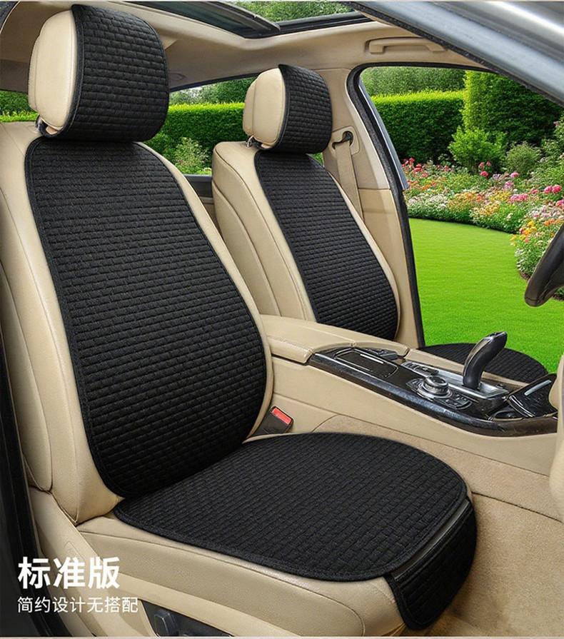 New Universal Linen Car Seat Cushion, Breathable Cotton-Linen Anti-Slip Seat Cover for All Seasons, Simple Design
