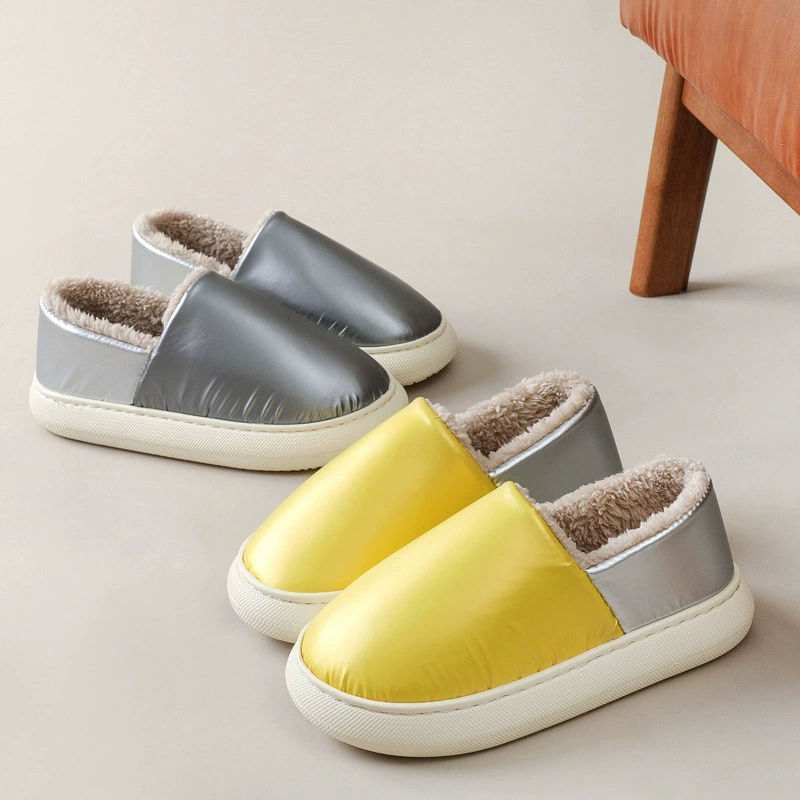 Женские хлопковые тапочки для ванной, водонепроницаемые из ЭВА, на толстой подошве, теплые, можно носить на улице, закрытая пятка, нескользящие, однотонные, удобные для домашнего использования.