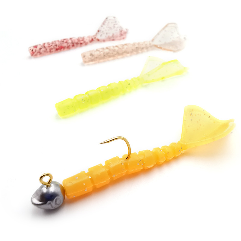 Mousda de tres niveles cabeza plomo gancho micro raíz pesca fina gancho tira suave cebo fino pesca bajo negro pargo wacky