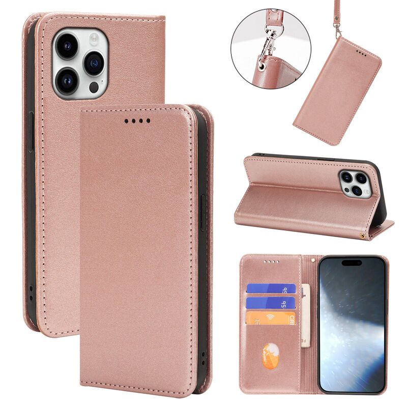 Suitable for iPhone16 Phone Leather Case Apple 13promax Flip 12mini Card Strong Magnetic Phone Protective Case