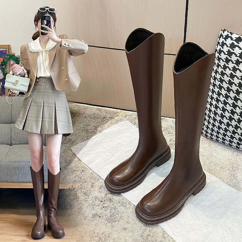 Botas Largas Estilo Británico Augu Shiden para Mujer, Otoño 2025, Nuevas Botas Martin de Moda, Botas de Montar Estilo Retro Urbano.