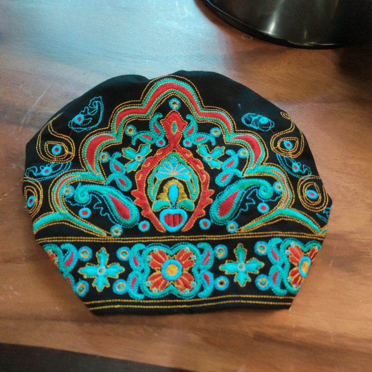 Chapeau haut de forme vide en toile brodée de style ethnique pour femmes, foulard élastique réglable pour voyage et photo_voghion.com