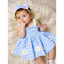 F 75806 Girls Daisy Plaid Sundress ŮͯС���ո��ӵ���ȹ