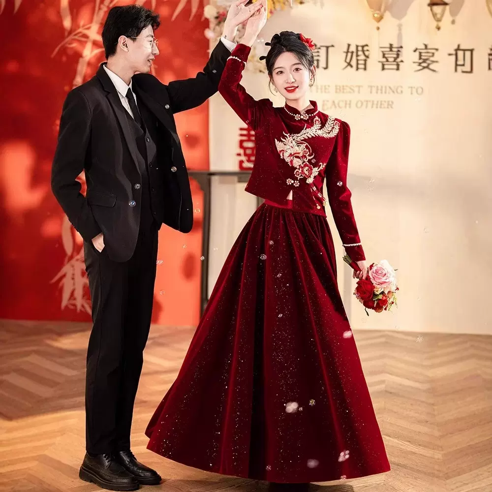 旗袍敬酒服新娘2026新款红色新中式结婚回门宴会订婚礼服裙女婚服