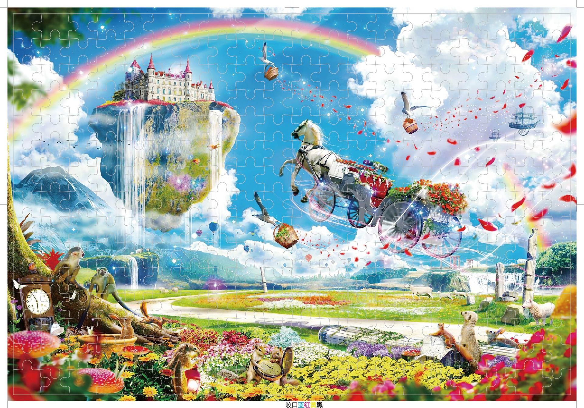 Ventas directas de la fábrica 300 unidades paisaje dibujos animados niños juguetes educativos vacaciones Navidad regalo rompecabezas madera