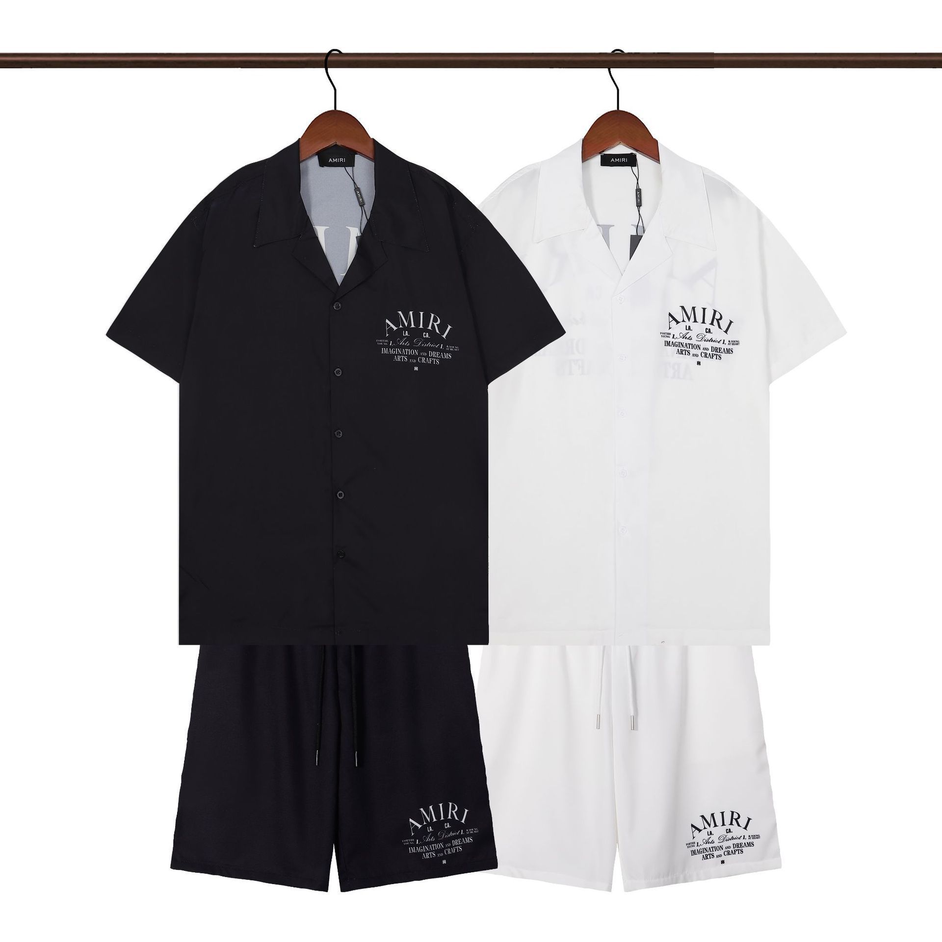Transfronterizo de verano Amiri set clásico impresión de caju amiri camisa corta casual ropa deportiva para hombres y mujeres