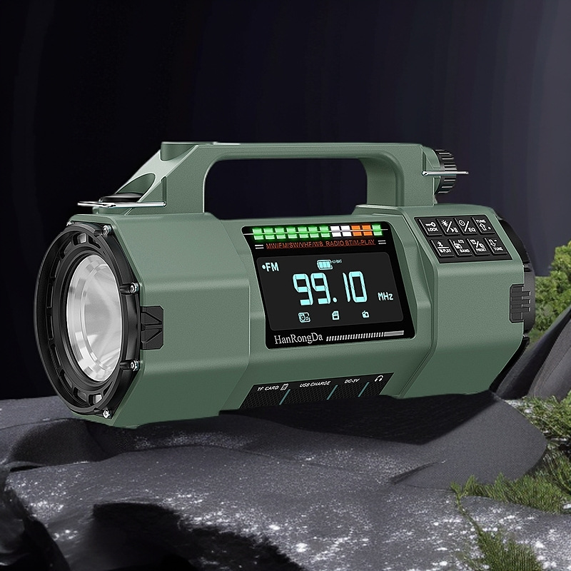 Nueva linterna de radio de generación de energía de manivela Han Rongda 908 carga solar emergencia prevención de desastres iluminación SOS