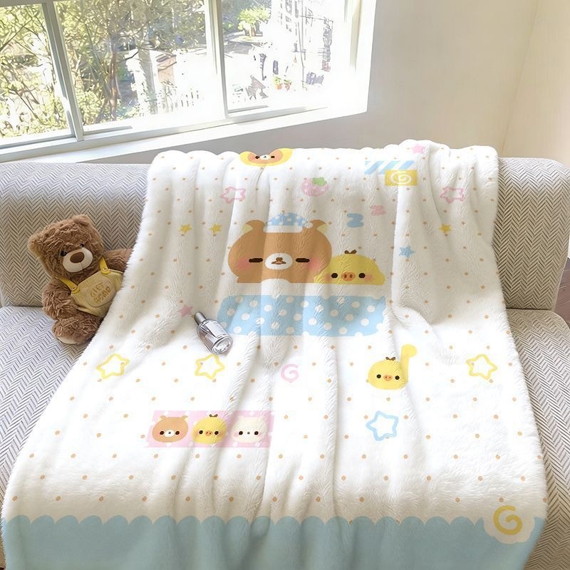 Cute Rilakkuma blanket, summer air conditioning blanket, nap blanket, thin office dormitory sofa leg blanket, gift