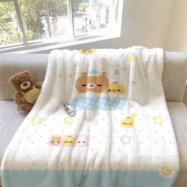 Cute Rilakkuma blanket, summer air conditioning blanket, nap blanket, thin office dormitory sofa leg blanket, gift