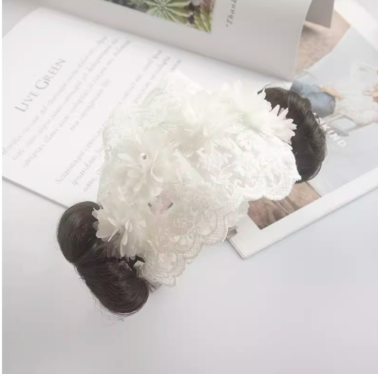 Korean style baby hair band trendy super cute baby hair accessories female year-old headdress wig with princess hat