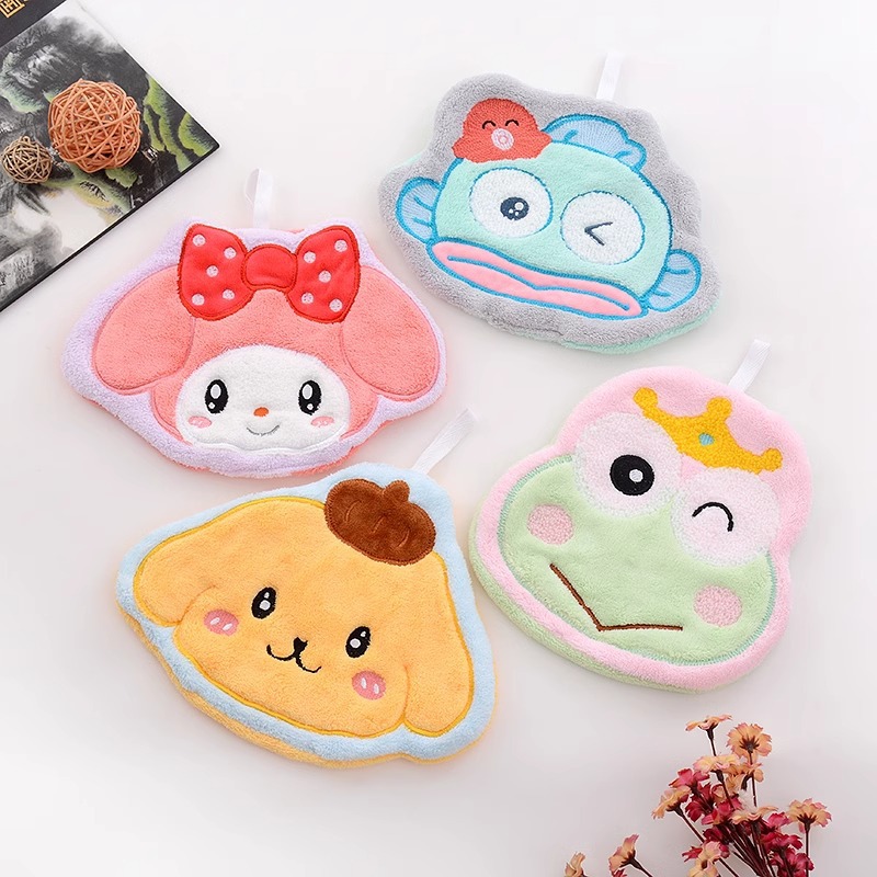 Coral velvet Melti pudding dog hand towel cute frog ugly fish hanger towel water-absorbent does not shed bathroom